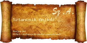 Sztancsik Anikó névjegykártya