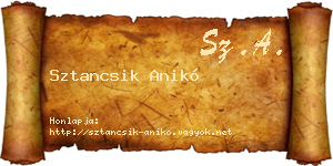Sztancsik Anikó névjegykártya